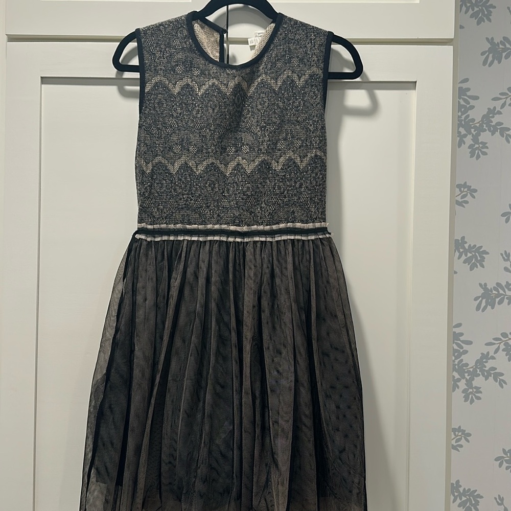 Anthropologie Black and Gray Mini Dress